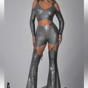 Rave/Festival Glitter Bellbottoms Set